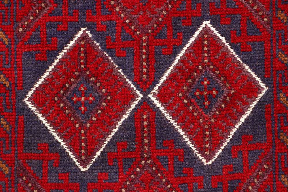 Dark Red Mashwani 2' 6 x 12' 4 - No. 63493 - ALRUG Rug Store