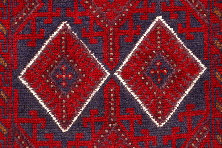 Dark Red Mashwani 2' 6 x 12' 4 - No. 63493 - ALRUG Rug Store