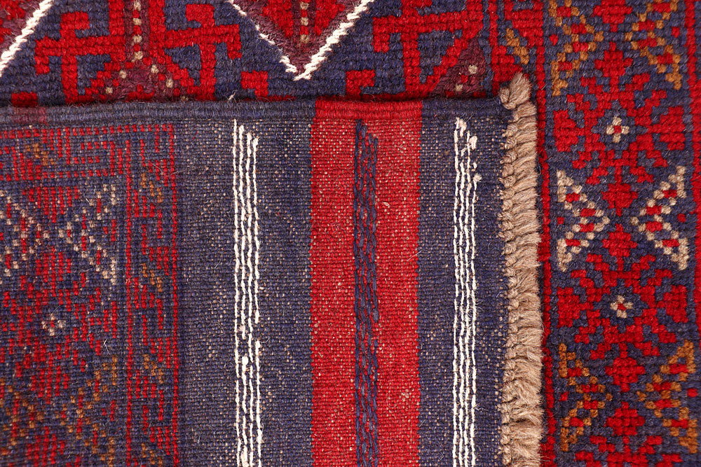Dark Red Mashwani 2' 6 x 12' 4 - No. 63493 - ALRUG Rug Store