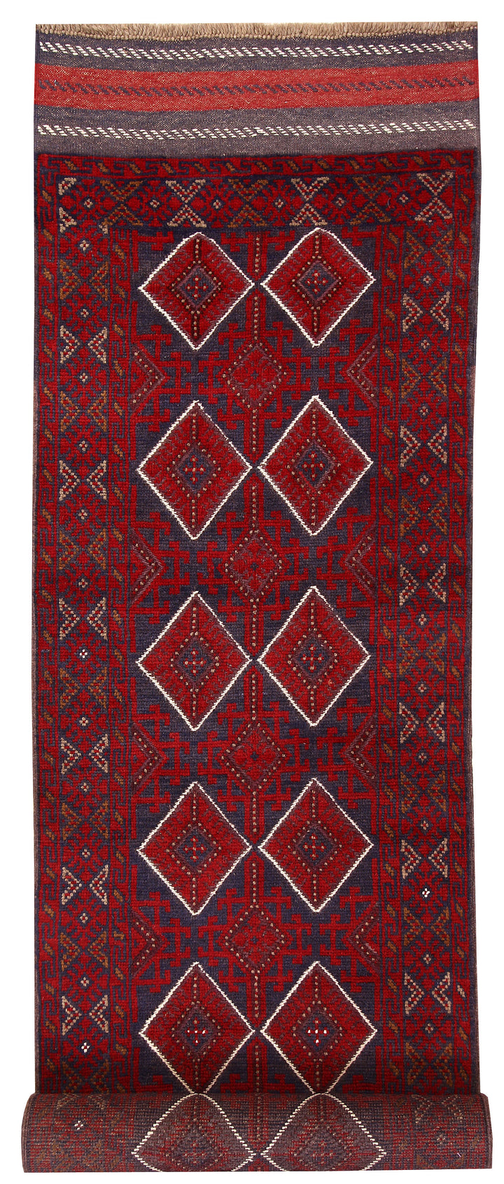 Dark Red Mashwani 2' 6 x 12' 4 - No. 63493 - ALRUG Rug Store