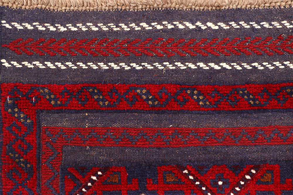 Dark Red Mashwani 2' 6 x 12' - No. 63494 - ALRUG Rug Store