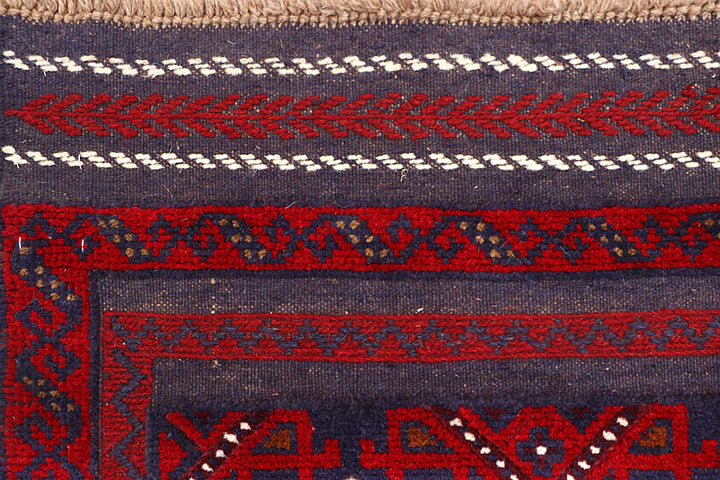 Dark Red Mashwani 2' 6 x 12' - No. 63494 - ALRUG Rug Store