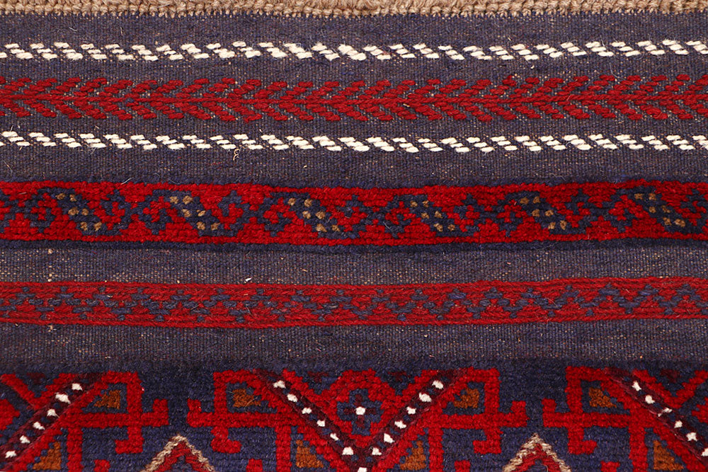 Dark Red Mashwani 2' 6 x 12' - No. 63494 - ALRUG Rug Store