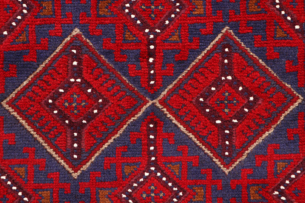 Dark Red Mashwani 2' 6 x 12' - No. 63494 - ALRUG Rug Store