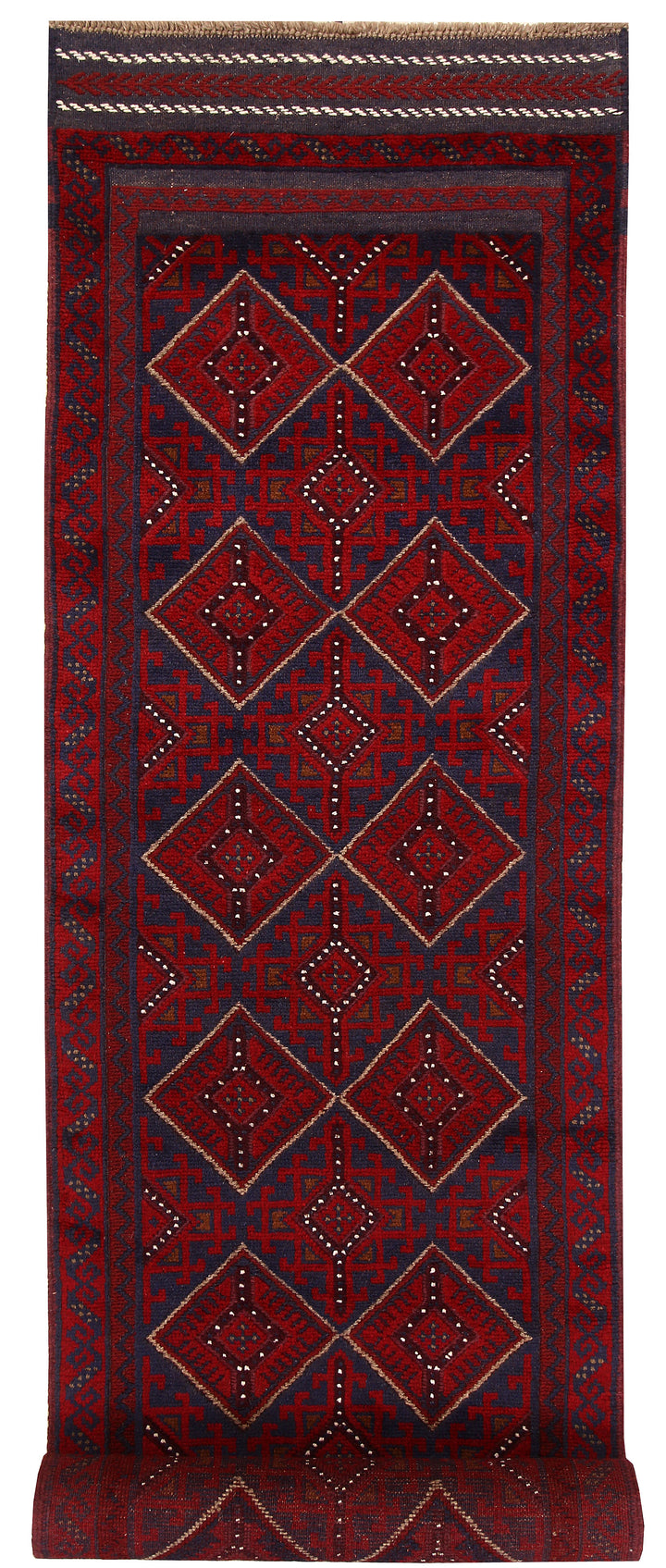 Dark Red Mashwani 2' 6 x 12' - No. 63494 - ALRUG Rug Store