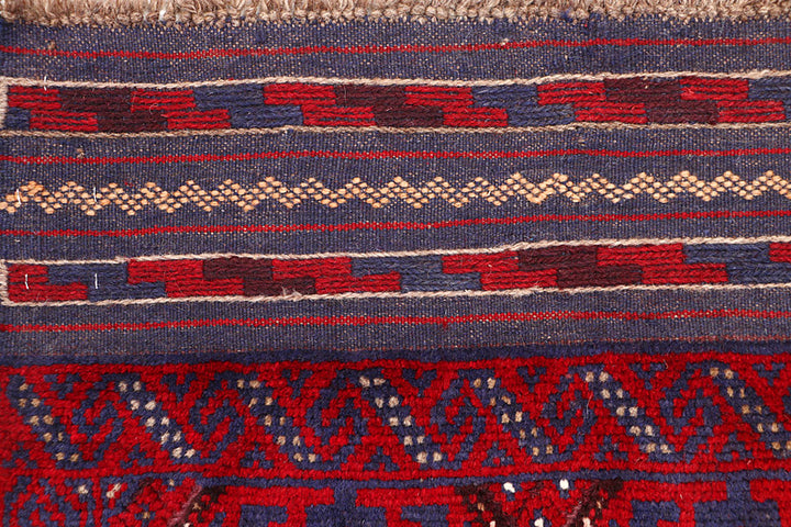 Dark Red Mashwani 2' 5 x 12' 1 - No. 63495 - ALRUG Rug Store