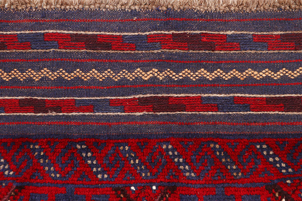 Dark Red Mashwani 2' 5 x 12' 1 - No. 63495 - ALRUG Rug Store