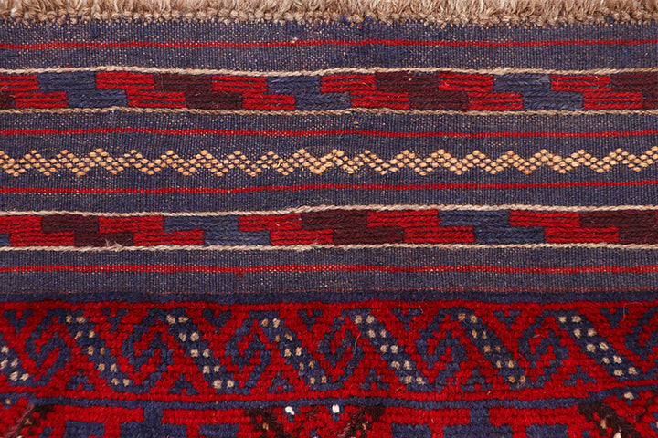 Dark Red Mashwani 2' 5 x 12' 1 - No. 63495 - ALRUG Rug Store