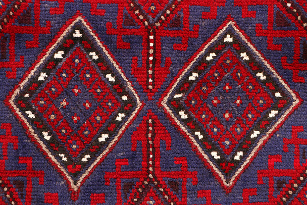 Dark Red Mashwani 2' 5 x 12' 1 - No. 63495 - ALRUG Rug Store