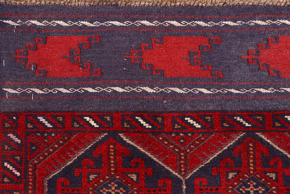 Dark Red Mashwani 2' 5 x 12' - No. 63496 - ALRUG Rug Store