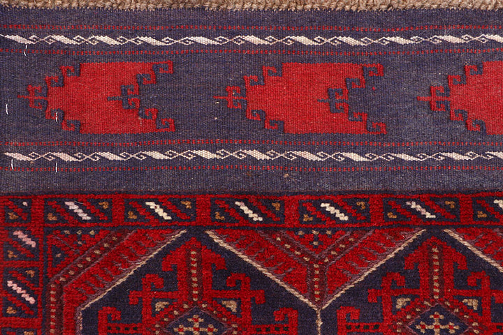 Dark Red Mashwani 2' 5 x 12' - No. 63496 - ALRUG Rug Store