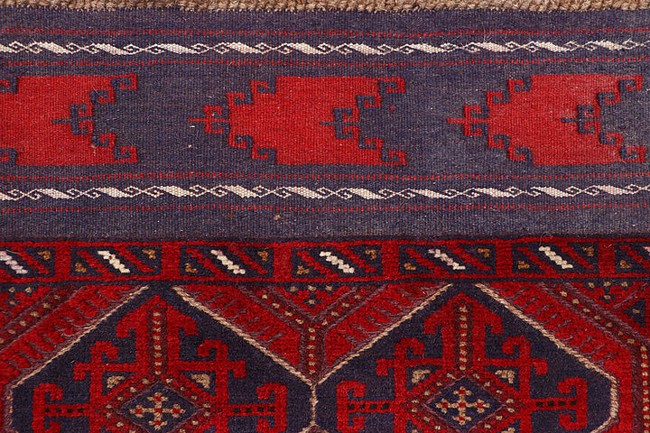 Dark Red Mashwani 2' 5 x 12' - No. 63496 - ALRUG Rug Store