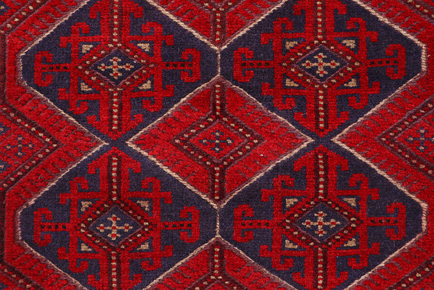 Dark Red Mashwani 2' 5 x 12' - No. 63496 - ALRUG Rug Store