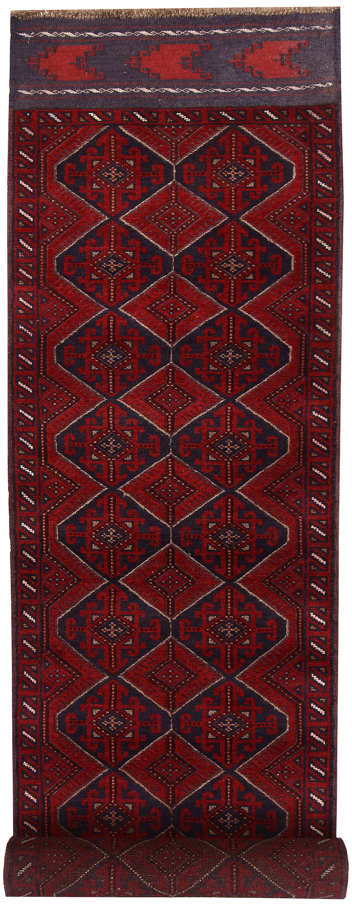 Dark Red Mashwani 2' 5 x 12' - No. 63496 - ALRUG Rug Store