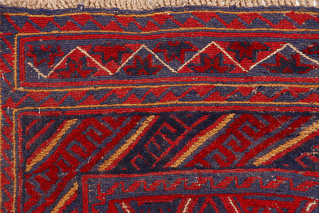 Dark Red Mashwani 2'  5" x 12'  4" - No. QA24727