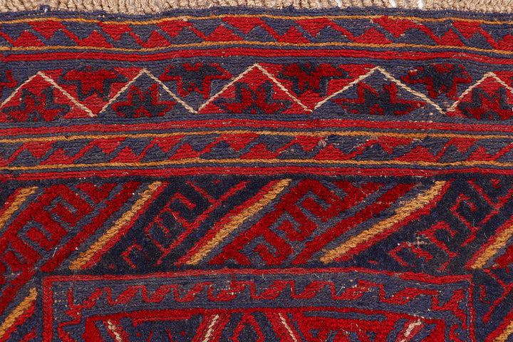 Dark Red Mashwani 2' 5 x 12' 4 - No. 63497 - ALRUG Rug Store