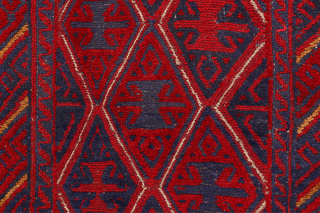 Dark Red Mashwani 2'  5" x 12'  4" - No. QA24727