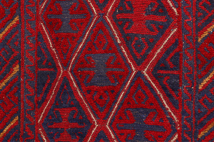 Dark Red Mashwani 2'  5" x 12'  4" - No. QA24727