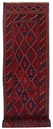 Dark Red Mashwani 2' 5 x 12' 4 - No. 63497 - ALRUG Rug Store
