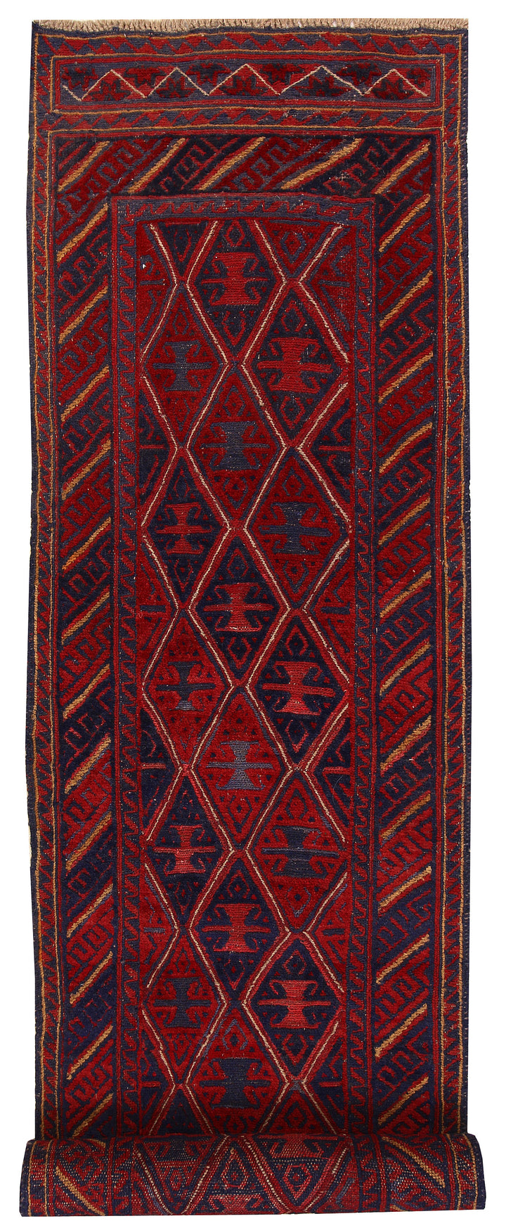 Dark Red Mashwani 2'  5" x 12'  4" - No. QA24727