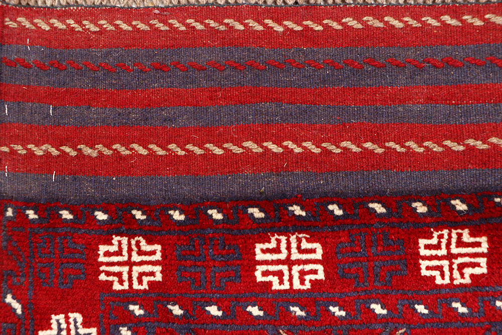 Dark Red Mashwani 2' 5 x 11' 8 - No. 63498 - ALRUG Rug Store