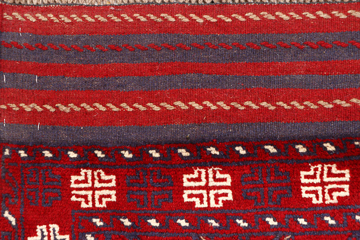 Dark Red Mashwani 2' 5 x 11' 8 - No. 63498 - ALRUG Rug Store