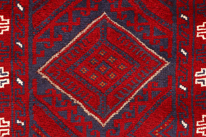 Dark Red Mashwani 2' 5 x 11' 8 - No. 63498 - ALRUG Rug Store