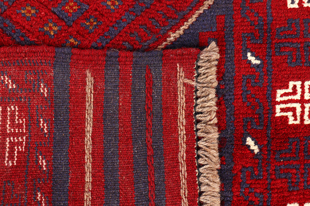 Dark Red Mashwani 2' 5 x 11' 8 - No. 63498 - ALRUG Rug Store