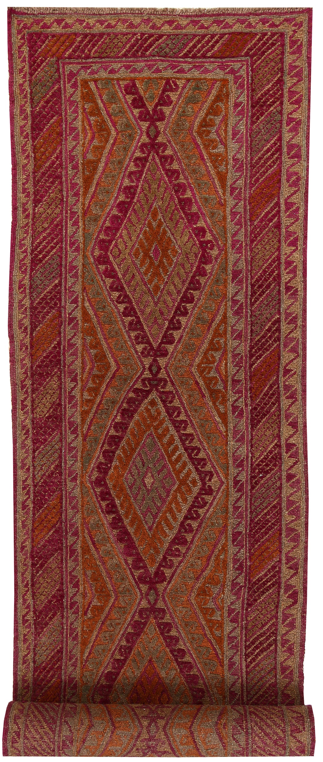 Afghan Mashwani Rug 2' 6" x 11' 10" Hand-Knotted