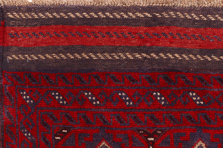 Dark Red Mashwani 2' 5 x 11' 11 - No. 63503 - ALRUG Rug Store