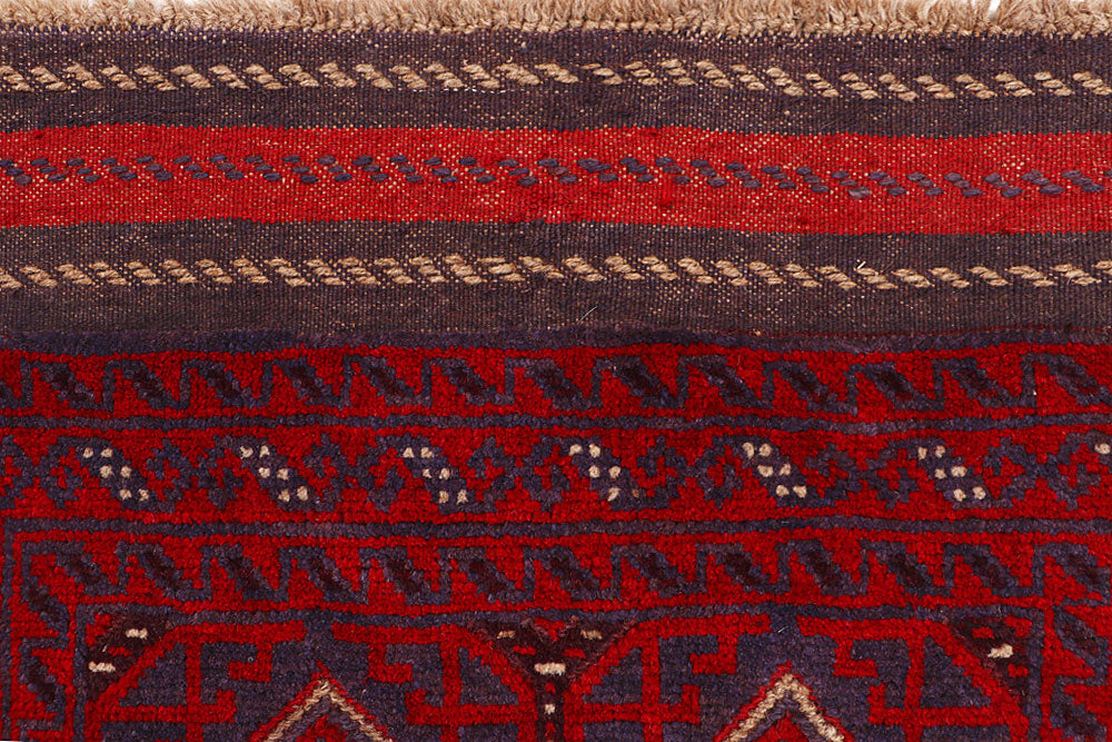 Dark Red Mashwani 2' 5 x 11' 11 - No. 63503 - ALRUG Rug Store