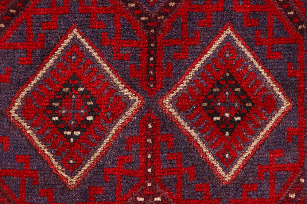 Dark Red Mashwani 2' 5 x 11' 11 - No. 63503 - ALRUG Rug Store