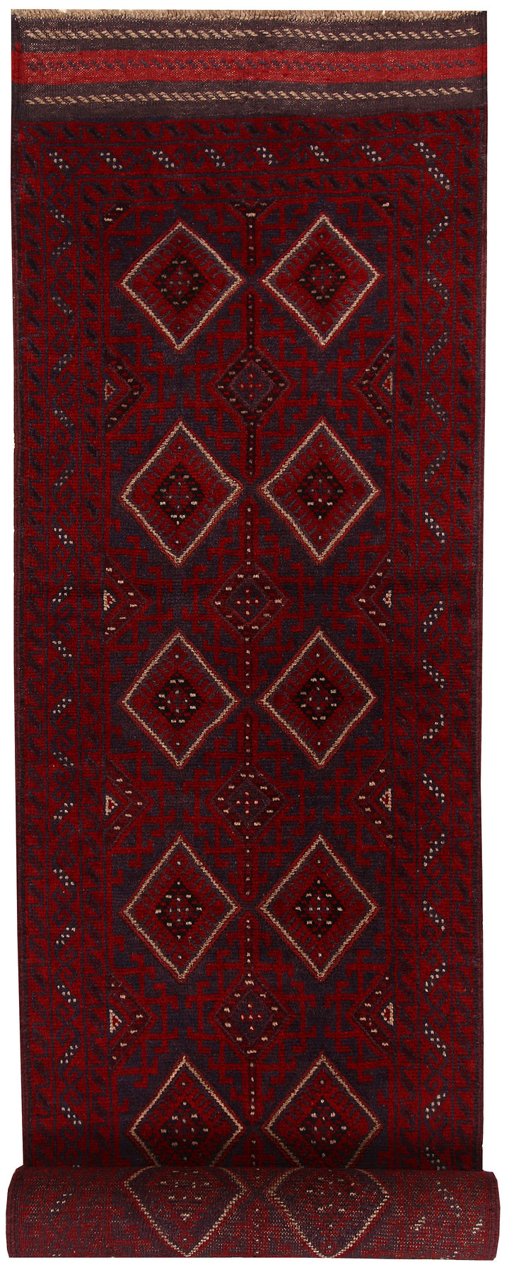 Dark Red Mashwani 2' 5 x 11' 11 - No. 63503 - ALRUG Rug Store