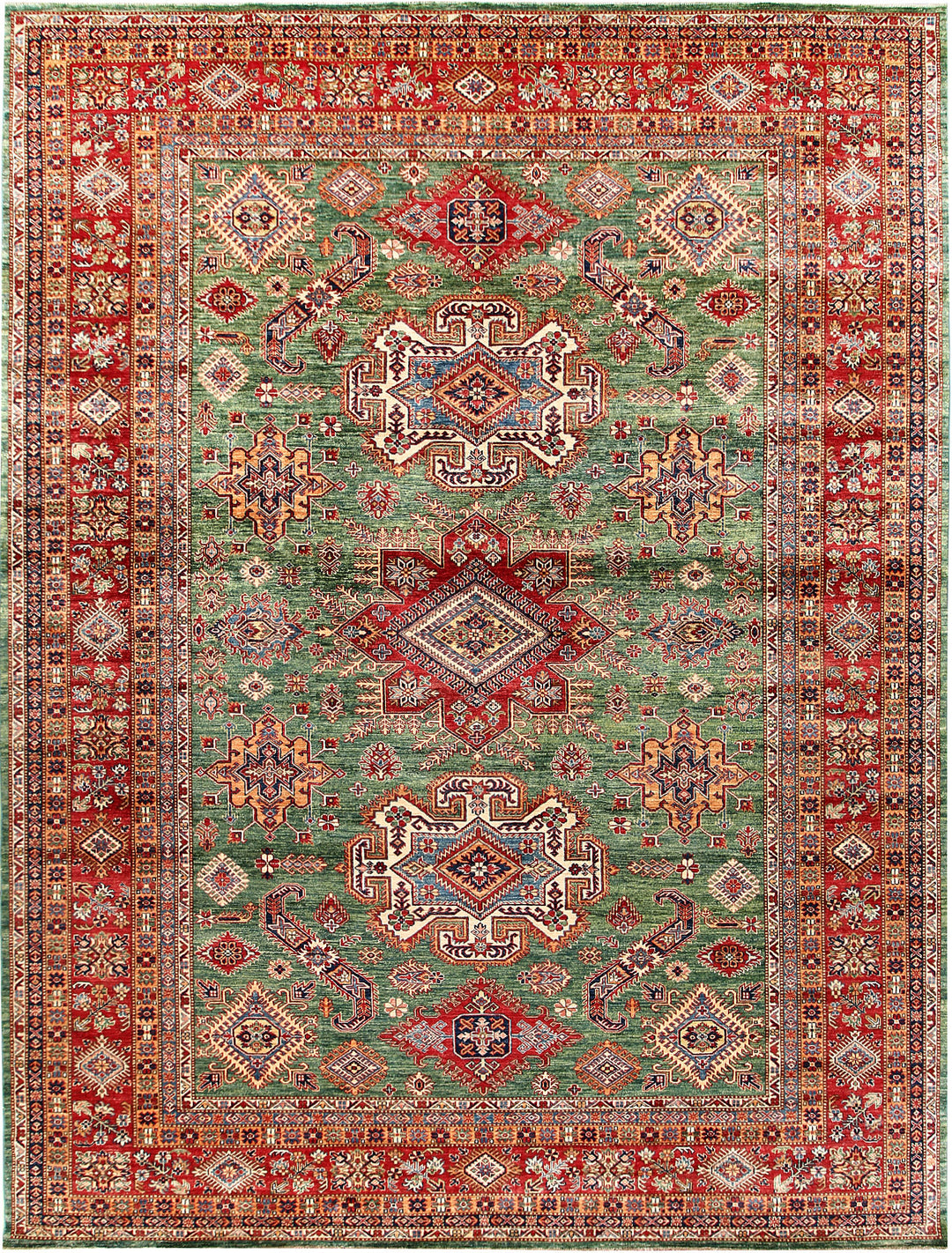 Dark Sea Green Kazak 10' x 13' 1 - No. 63536 - ALRUG Rug Store