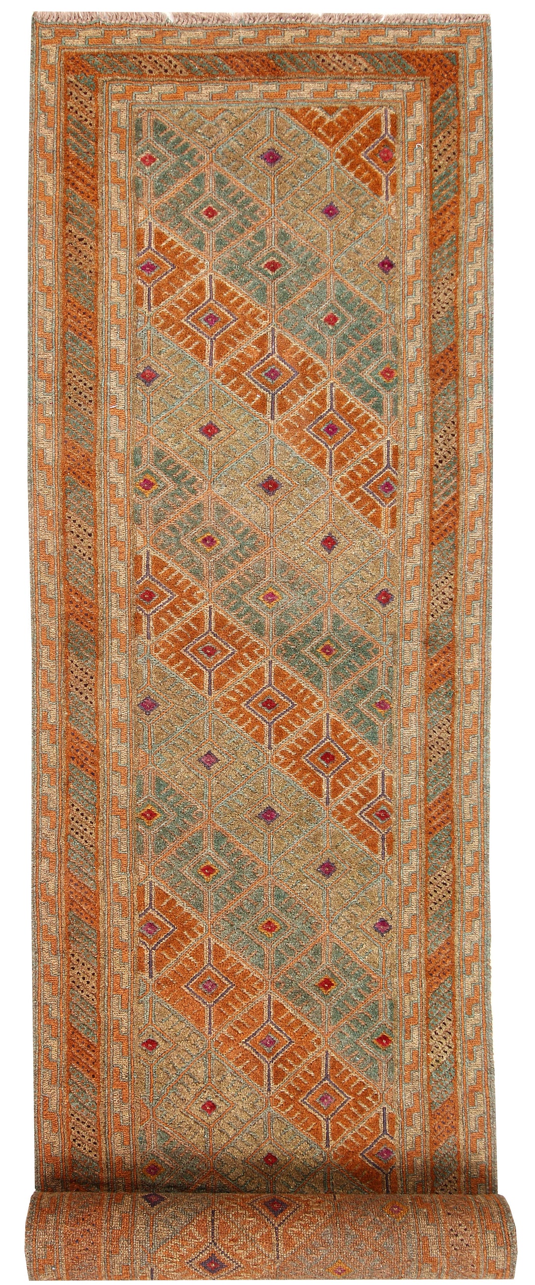 Afghan Mashwani Rug 2'5" x 12' Hand-Knotted