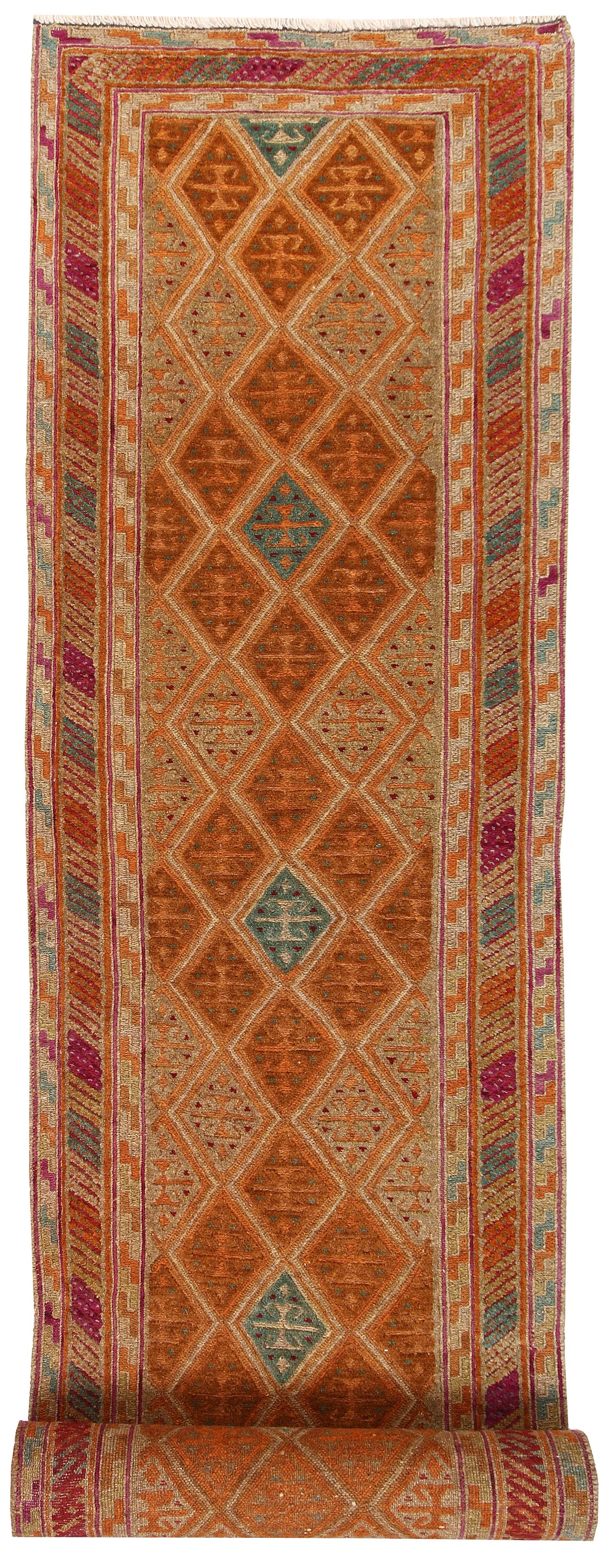 Afghan Mashwani Rug 2' 4" x 11' 11" Hand-Knotted