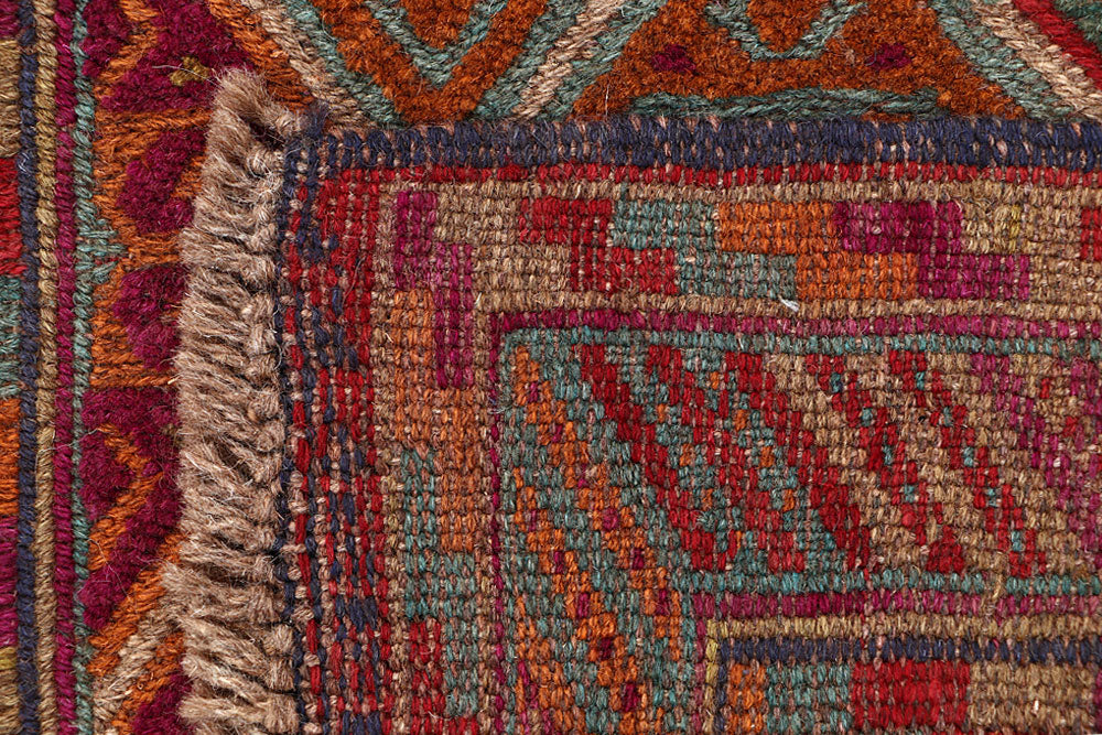 Afghan Mashwani Rug 2' 5" x 12' Hand-Knotted pattern