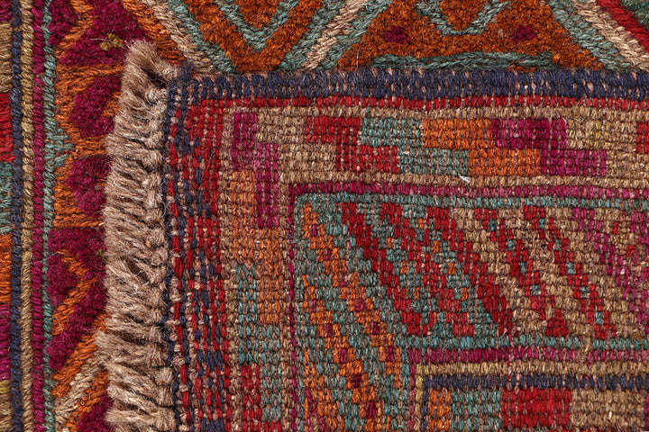 Afghan Mashwani Rug 2' 5" x 12' Hand-Knotted pattern