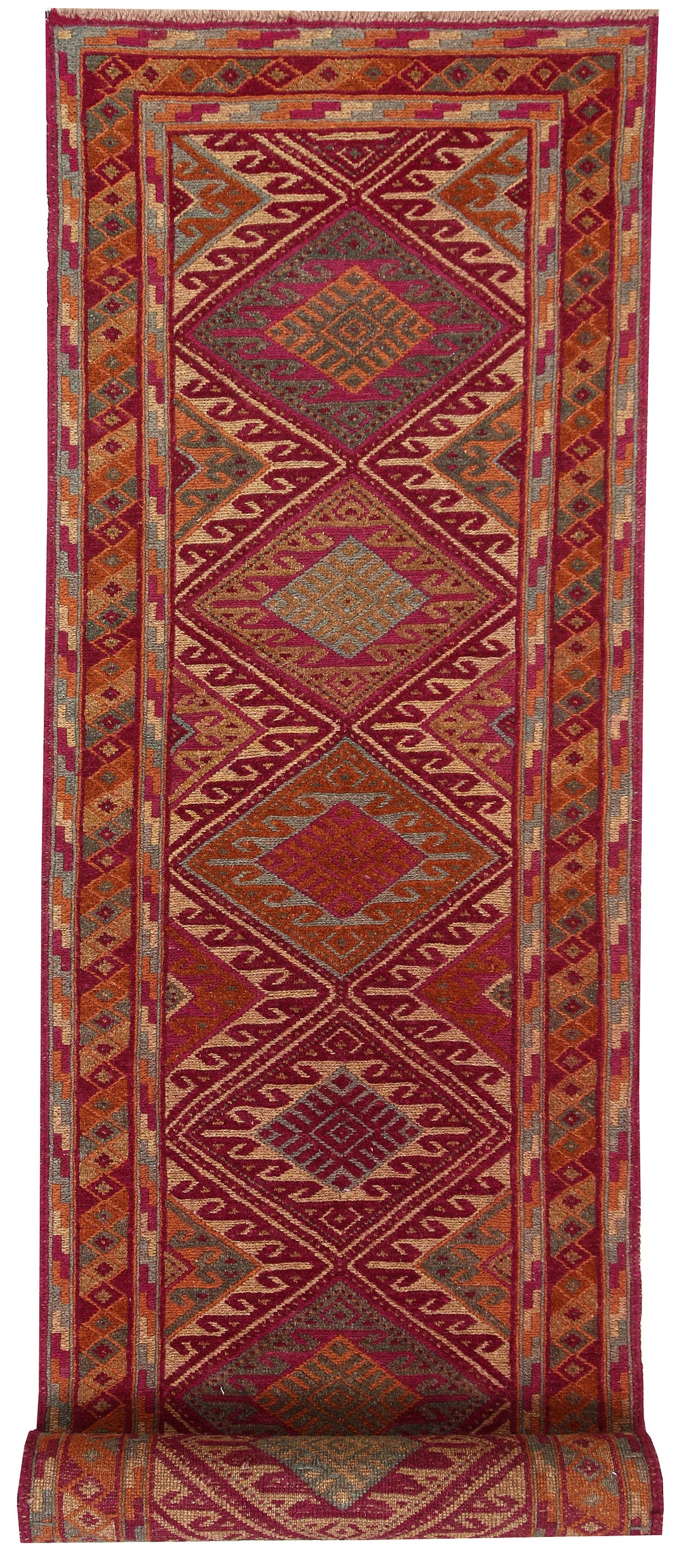 Afghan Mashwani Rug 2' 6" x 11' 5" Hand-Knotted