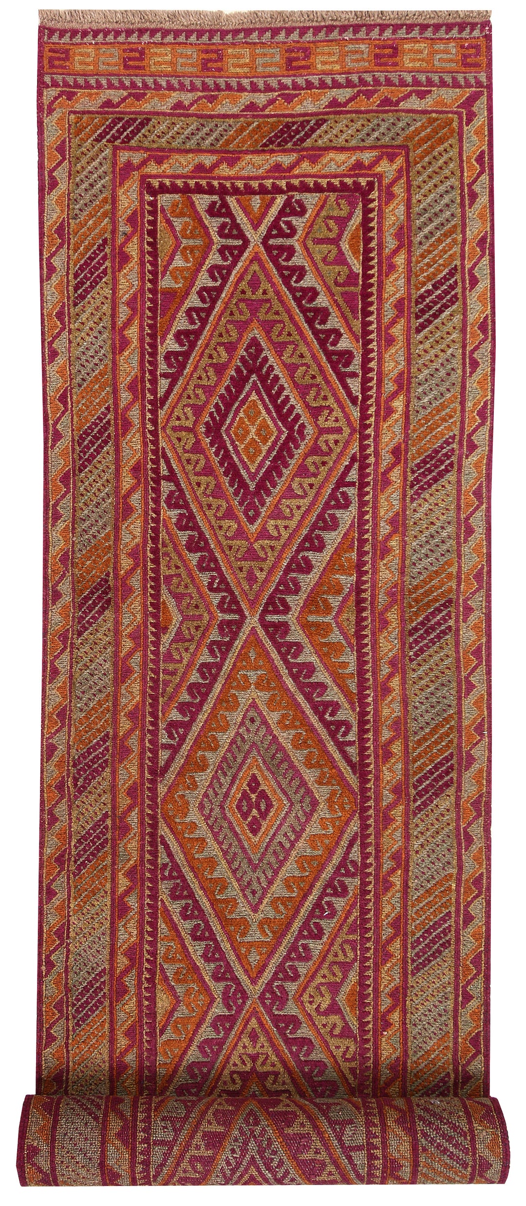 Afghan Mashwani Rug 2' 6" x 12' 2" Hand-Knotted