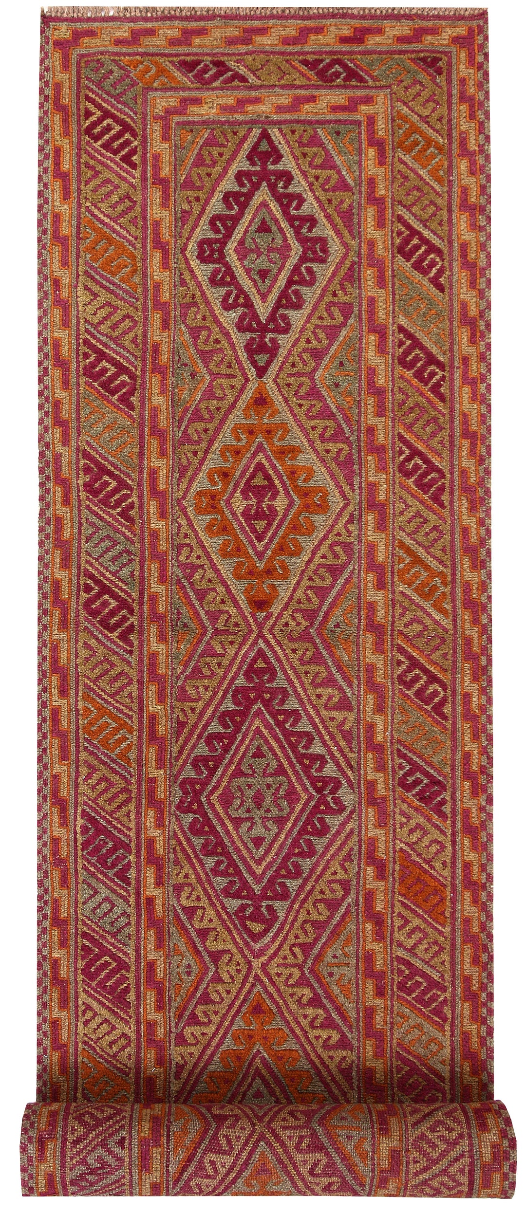 Afghan Mashwani Rug 2' 6" x 12' 10" Hand-Knotted