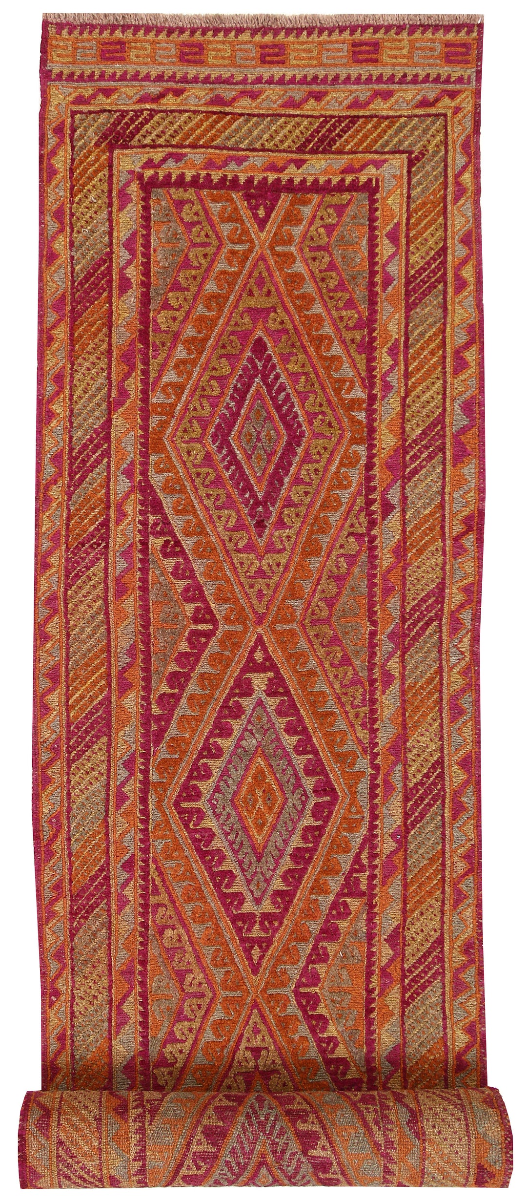 Afghan Mashwani Rug 2' 7" x 12' 7" Hand-Knotted