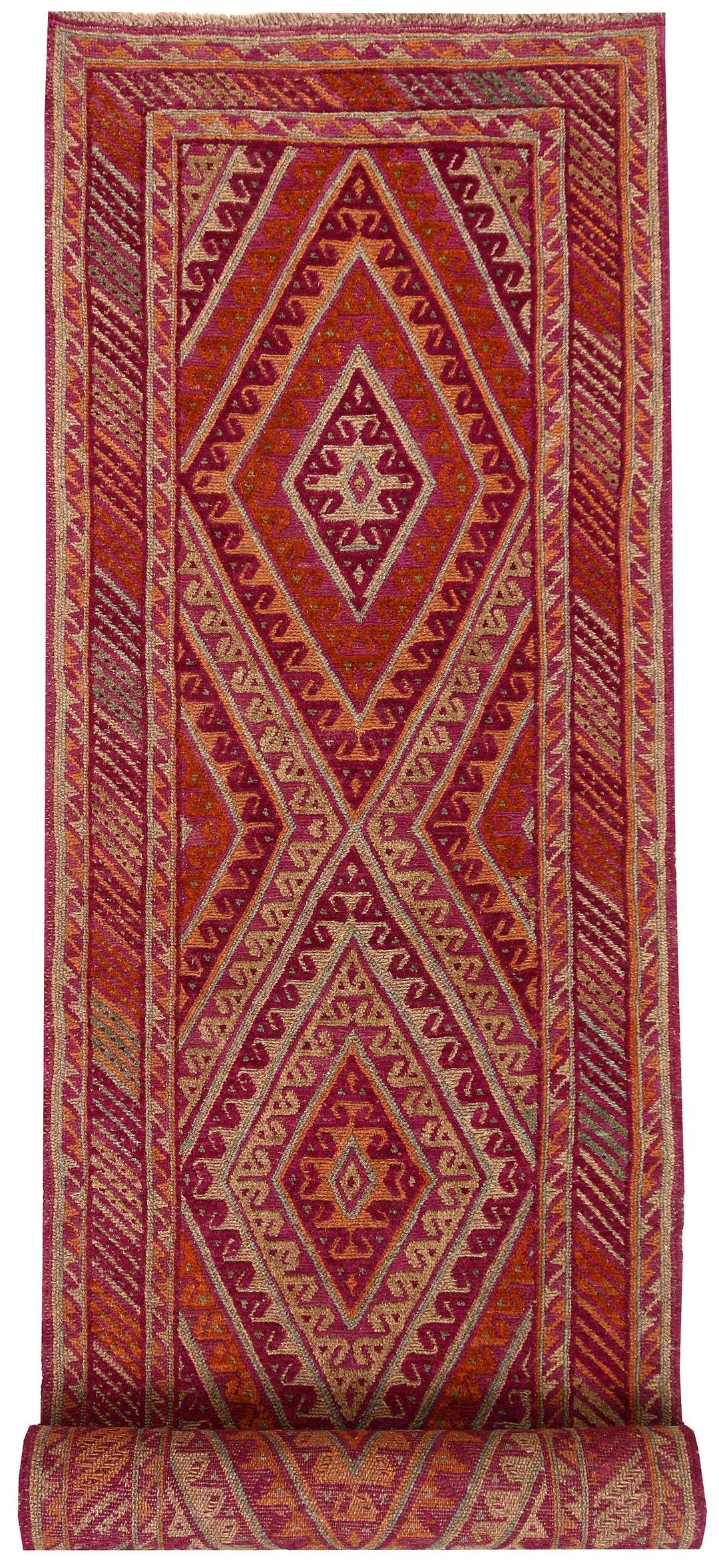 Afghan Mashwani Rug 2' 7" x 12' 4" Hand-Knotted