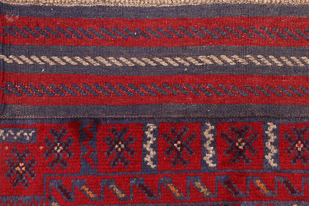 Dark Red Mashwani 2' 6 x 12' 2 - No. 63610 - ALRUG Rug Store