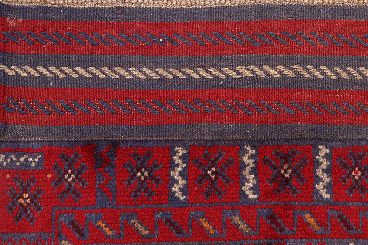 Dark Red Mashwani 2' 6 x 12' 2 - No. 63610 - ALRUG Rug Store