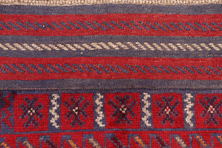 Dark Red Mashwani 2' 6 x 12' 2 - No. 63610 - ALRUG Rug Store