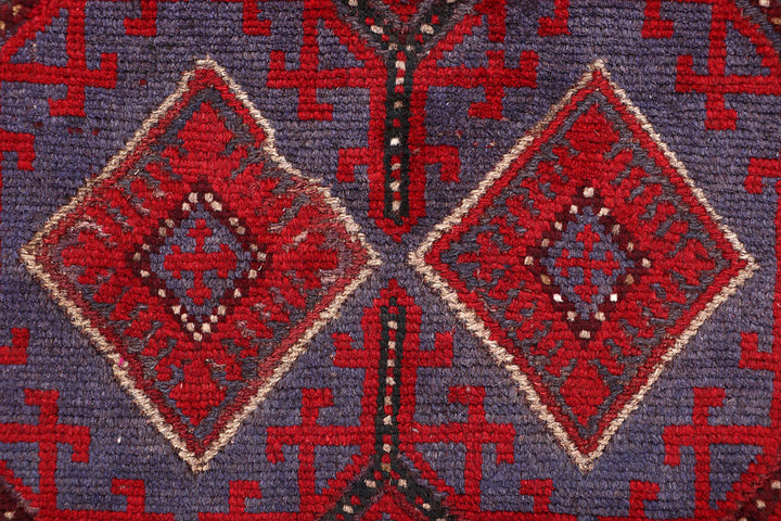 Dark Red Mashwani 2' 6 x 12' 2 - No. 63610 - ALRUG Rug Store
