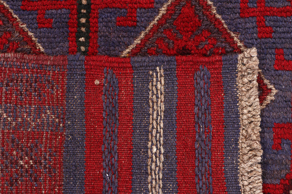 Dark Red Mashwani 2' 6 x 12' 2 - No. 63610 - ALRUG Rug Store