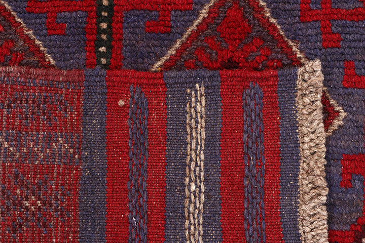 Dark Red Mashwani 2' 6 x 12' 2 - No. 63610 - ALRUG Rug Store