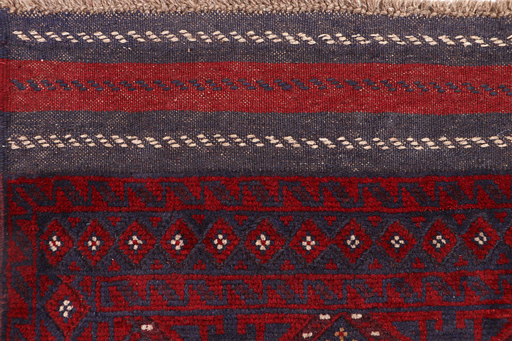 Dark Red Mashwani 2' 4 x 11' 11 - No. 63611 - ALRUG Rug Store